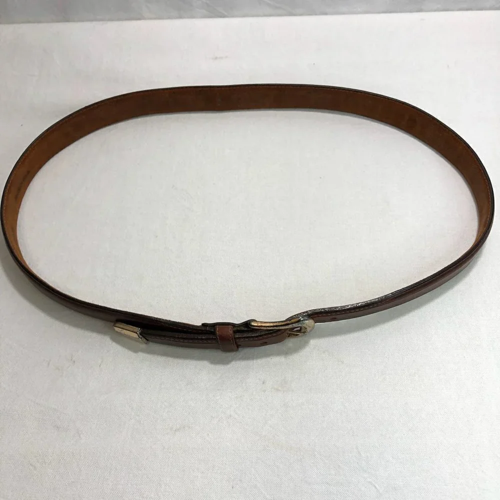 Brown Leather Belt Brass Buckle Made in the USA